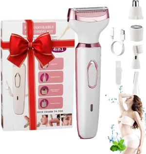 Taletseten Shaver, Taletseten Razor, Comfort 4 in 1 Electric Lady Shaver, Body Hair Removal Epilator, Electric Bikini Trimmer for Women, Waterproof, USB Rechargeable, Low Noise, Cordless (1PCS)