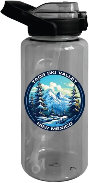 Taos Ski Valley New Mexico Design A Souvenir 64 oz Large Water Bottle with Screw-on Top and Straw Single