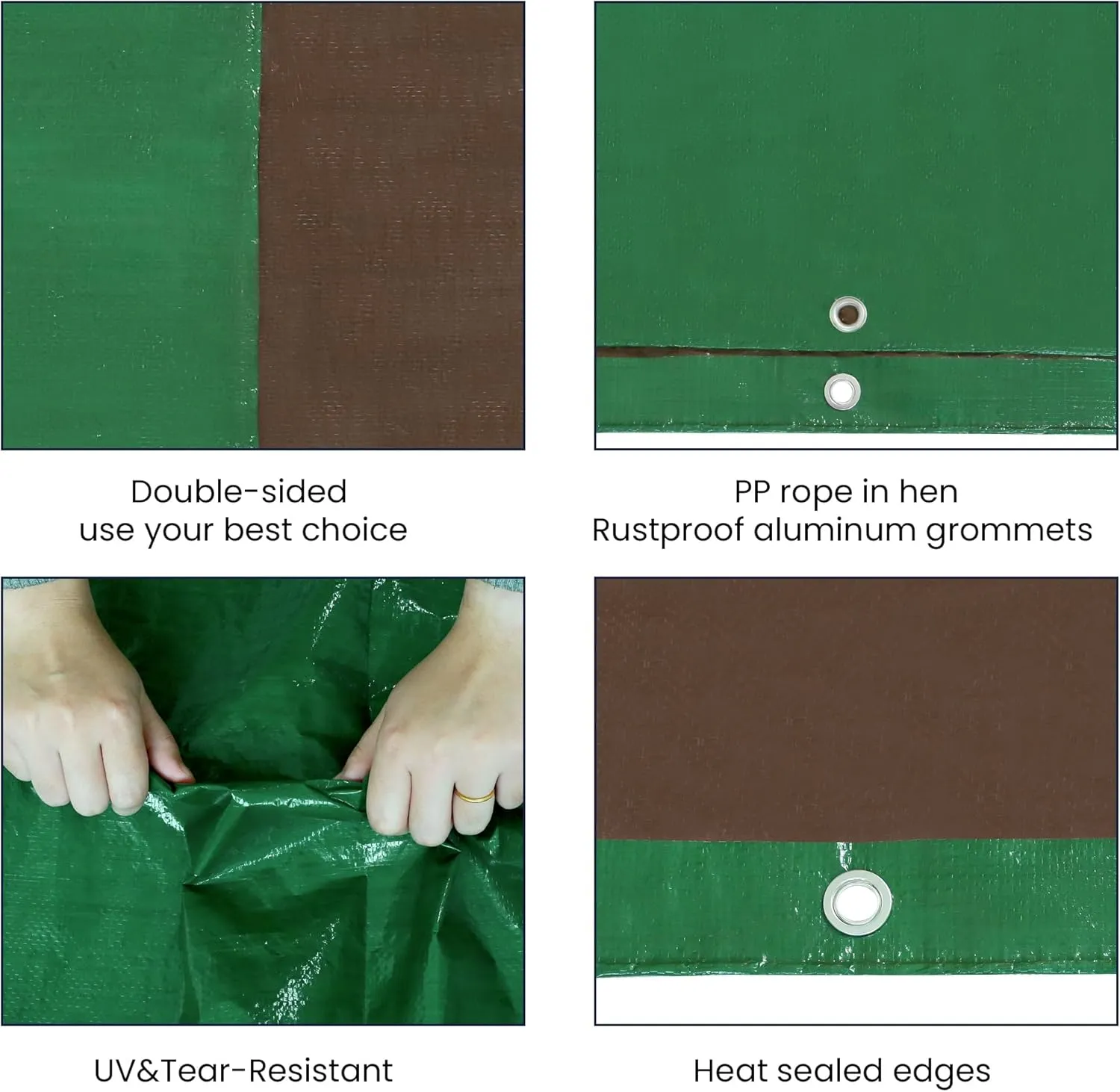 Tarp Waterproof,9mil Multipurpose Protective Tarpaulin Cover,Tear Resistant and Fade Resistant Tarps,UV Resistant, Tarpaulin with Reinforced Edges,Camping (Green Brown, 15' x 15')