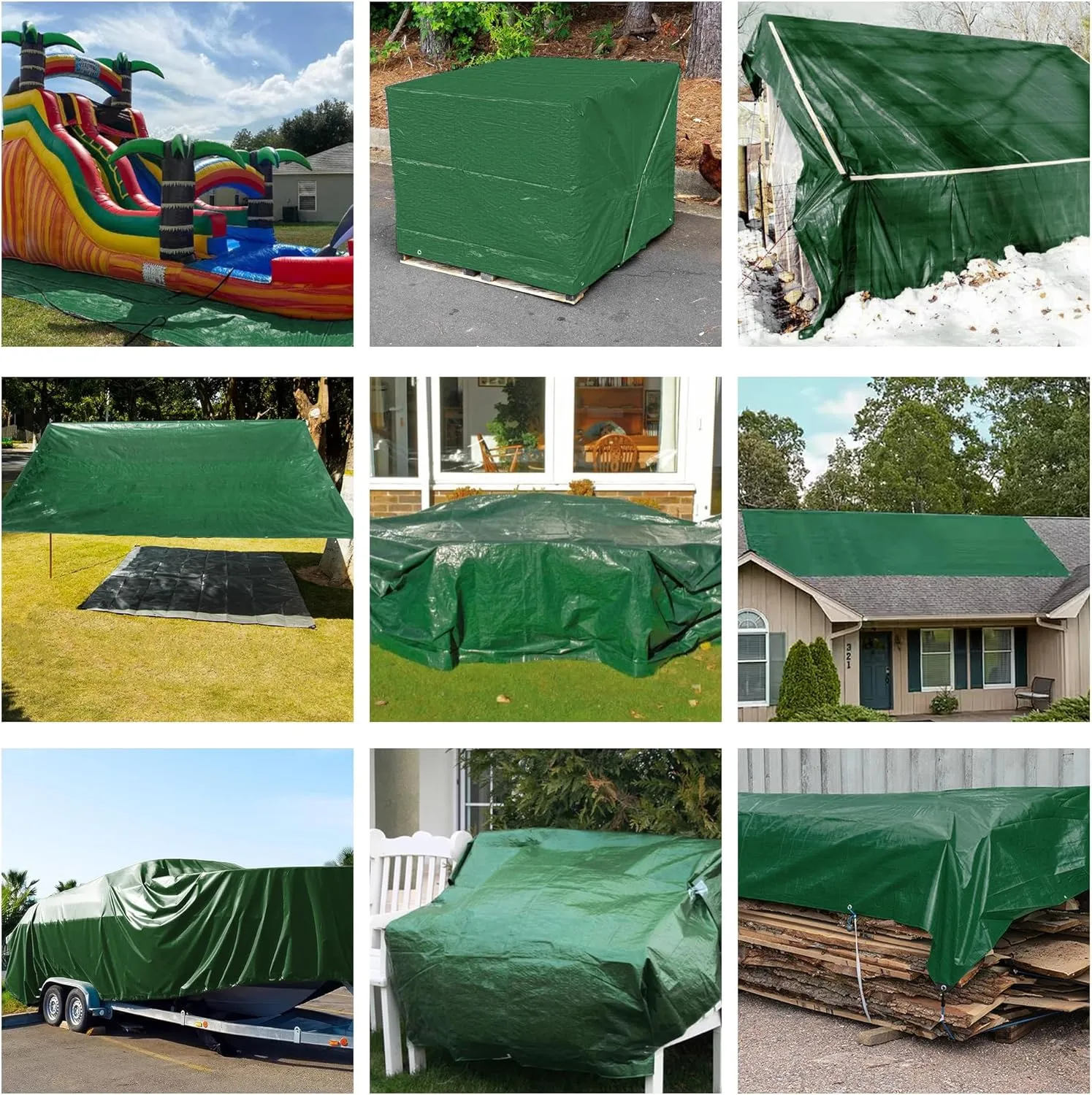 Tarp Waterproof,9mil Multipurpose Protective Tarpaulin Cover,Tear Resistant and Fade Resistant Tarps,UV Resistant, Tarpaulin with Reinforced Edges,Camping (Green Brown, 15' x 15')