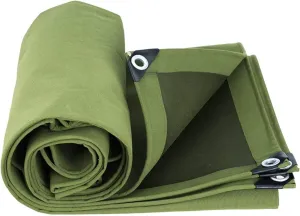 Tarps Canvas Heavy-Duty Waterproof ，Canvas Tarps Outdoors Thick-Tarp Cover，UV-Resistant Canvas Tarpaulin for Truck Pool Boat Tent Camping Firewood,5x7m