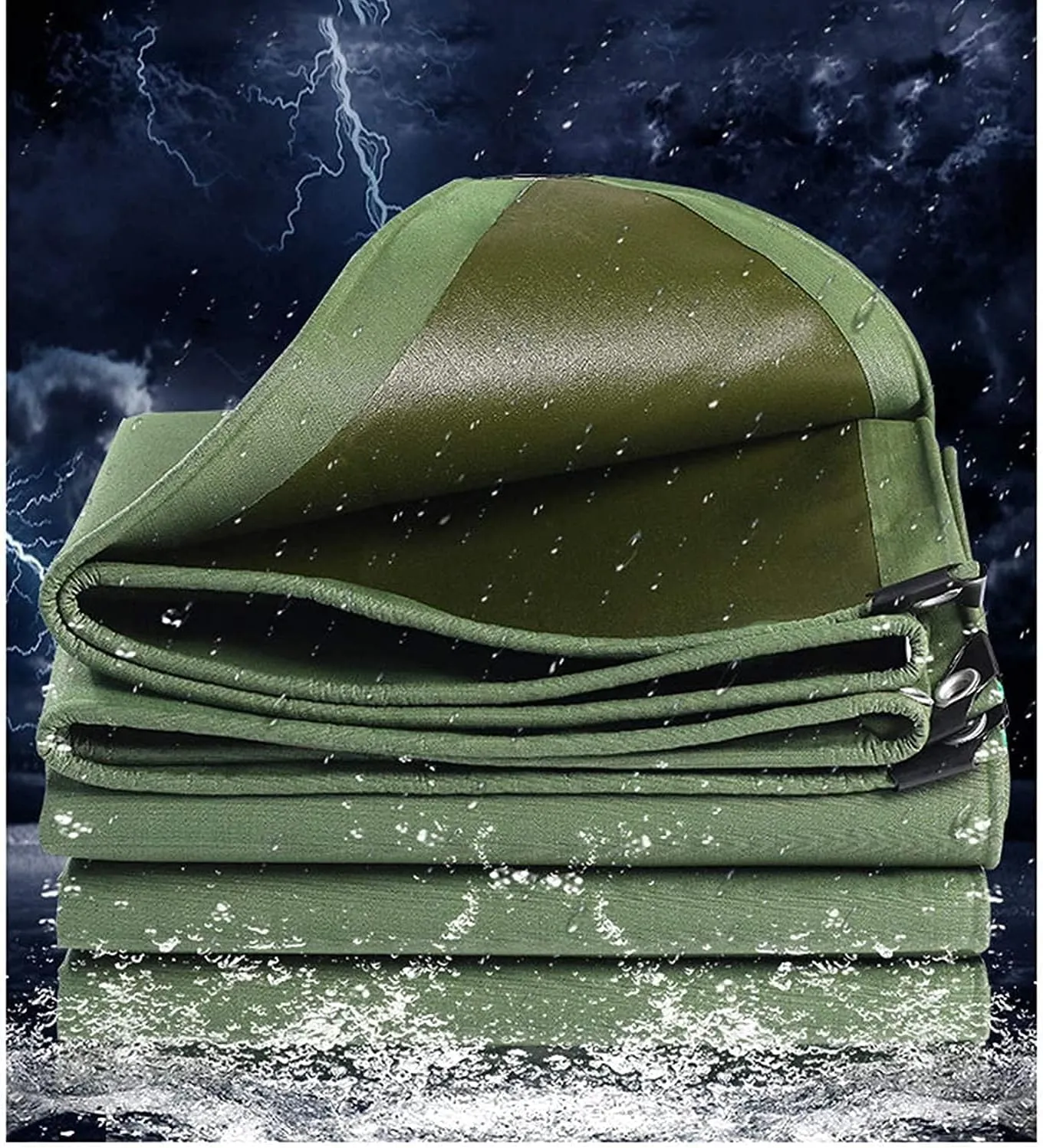 Tarps Canvas Heavy-Duty Waterproof ，Canvas Tarps Outdoors Thick-Tarp Cover，UV-Resistant Canvas Tarpaulin for Truck Pool Boat Tent Camping Firewood,5x7m