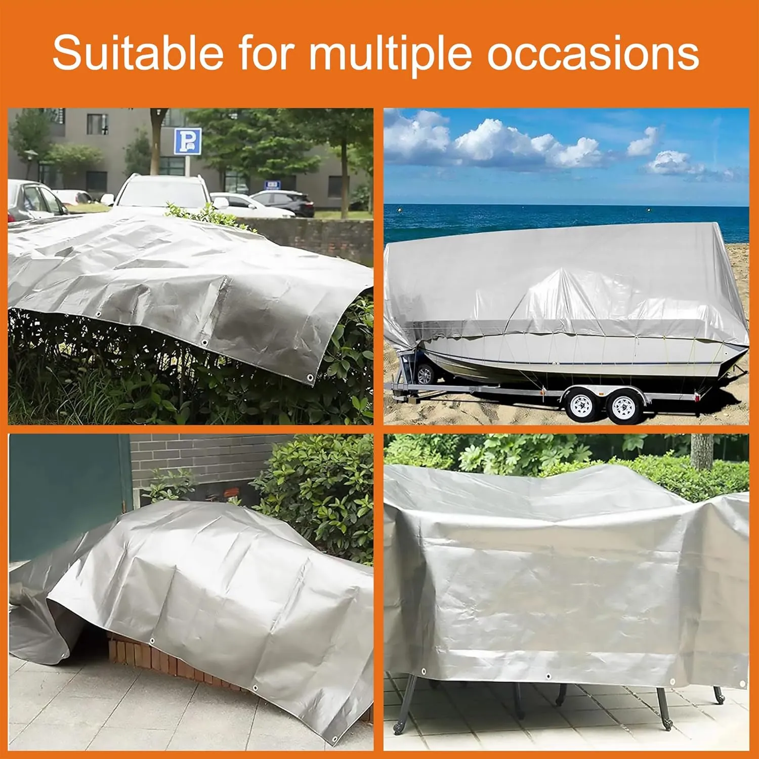 Tarps Heavy Duty Waterproof 12’ X 20’, 10 Mil Multipurpose Poly Tarp Cover, tarp Waterproof UV Resistant Tear&Fade Resistant, Outdoor Tarpaulin for Roof, Camping, Patio, Pool, Boat, Car