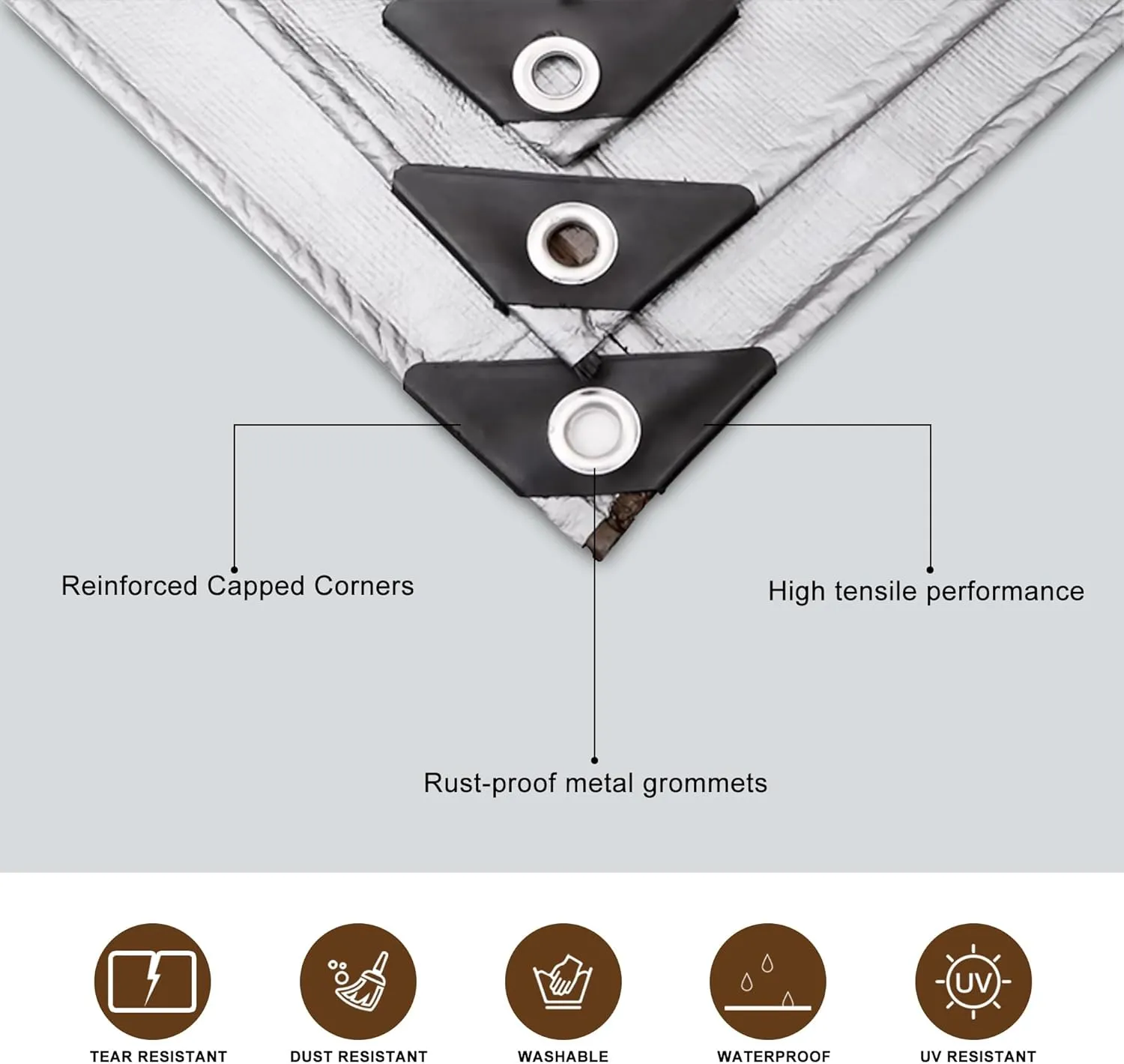 Tarps Heavy Duty Waterproof 12’ X 20’, 10 Mil Multipurpose Poly Tarp Cover, tarp Waterproof UV Resistant Tear&Fade Resistant, Outdoor Tarpaulin for Roof, Camping, Patio, Pool, Boat, Car