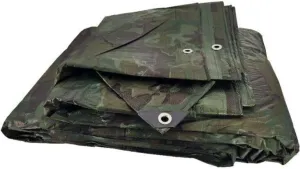 Tarps Now Camouflage Plastic Tarp (Poly Tarp) 8x10 ft - 8 MIL Heavy Duty Waterproof Cover | Tear-Resistant with Rustproof Grommets & Reinforced Edges | Ideal for Camping, Landscaping - Woodland Camo