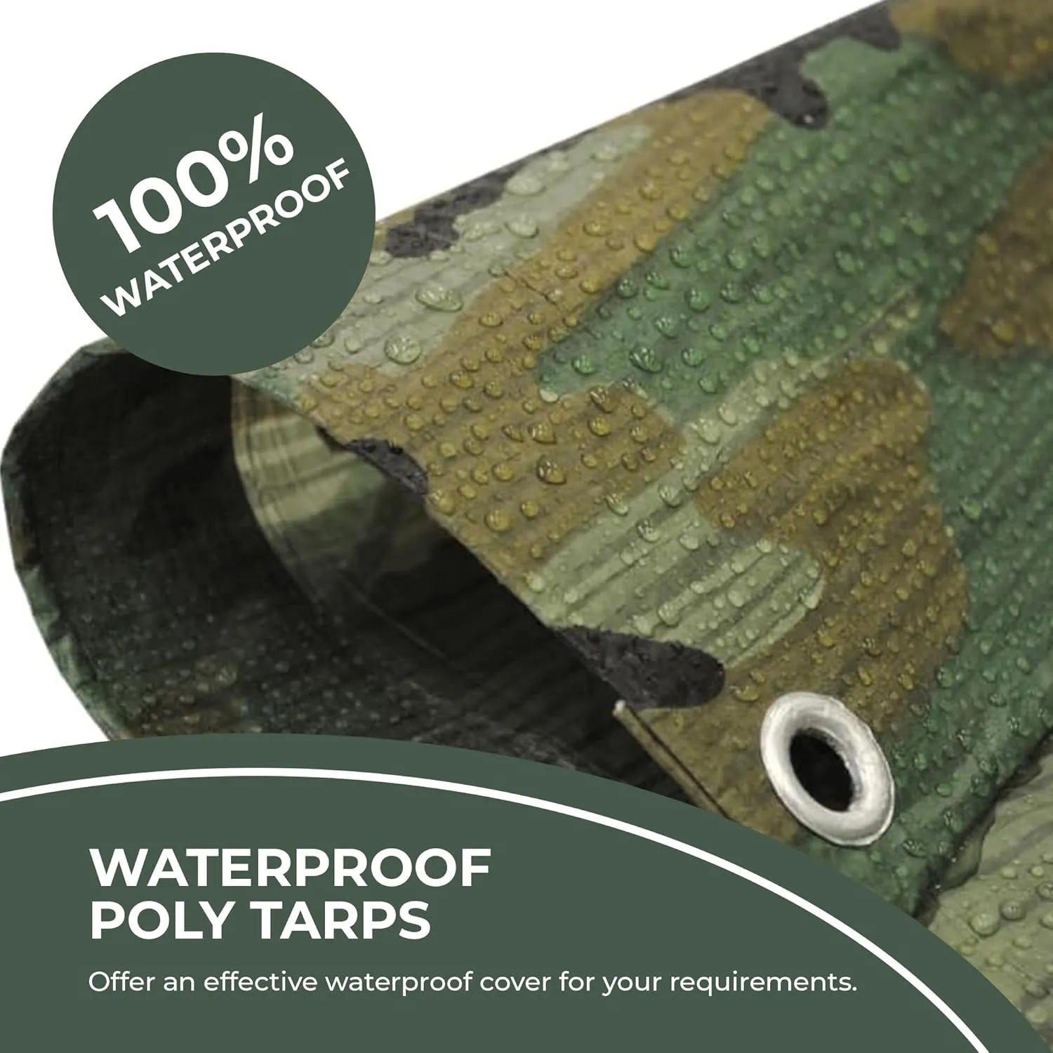 Tarps Now Camouflage Plastic Tarp (Poly Tarp) 8x10 ft - 8 MIL Heavy Duty Waterproof Cover | Tear-Resistant with Rustproof Grommets & Reinforced Edges | Ideal for Camping, Landscaping - Woodland Camo