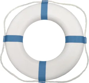 TAYLOR MADE PRODUCTS Decorative Life Ring, White with Blue Stripes, 25" Outer Diameter, Safety Preserver for Decoration on Boat, Deck or Marina, Sewn-in Grab Lines, Waterproof Closed-Cell - 373