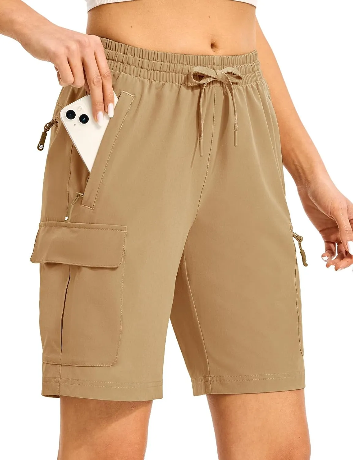 TBMPOY Women's Hiking Cargo Shorts 8.5" Lightweight Quick-Dry Water Resistant Athletic Shorts with Zipper Pockets