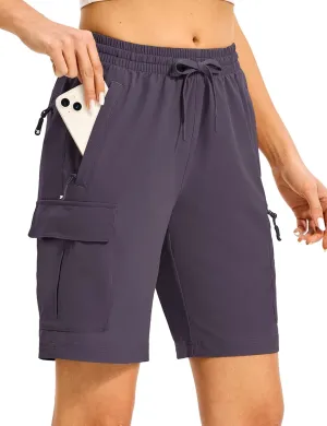 TBMPOY Women's Hiking Cargo Shorts 8.5" Lightweight Quick-Dry Water Resistant Athletic Shorts with Zipper Pockets