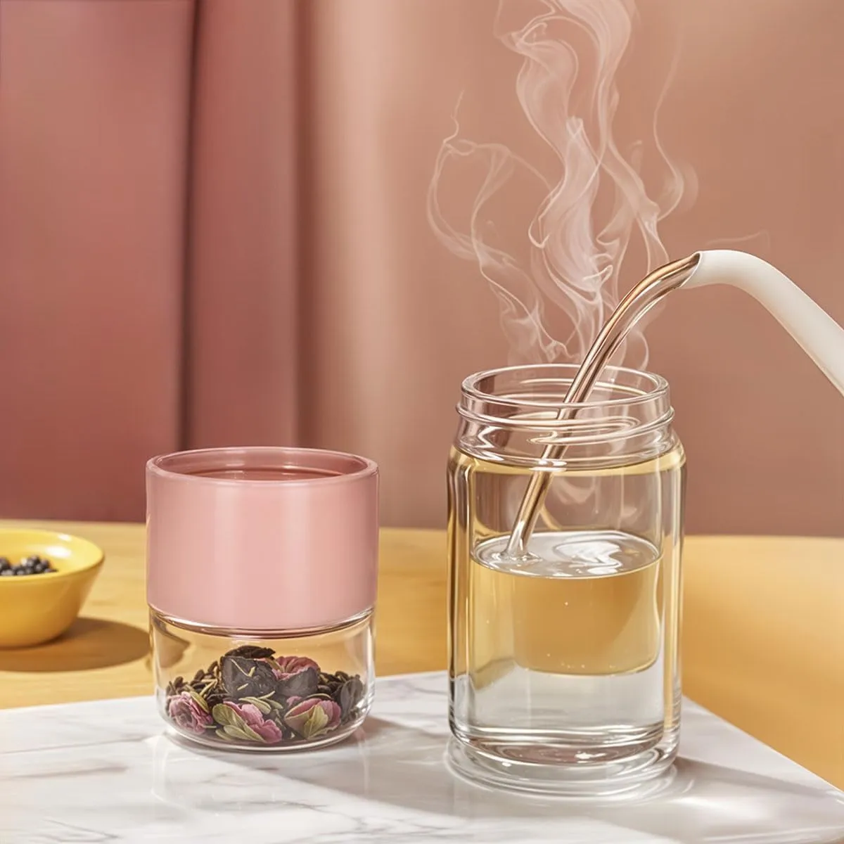 Tea Infuser Bottle,Tea and Water Separation Cup,Double Layered Glass Tea Infuser Bottle,Portable Tea Tumbler With Stainless Infuser,Leak Proof Tea Flood Cup for Loose Leaf Tea (Green, 350ml)