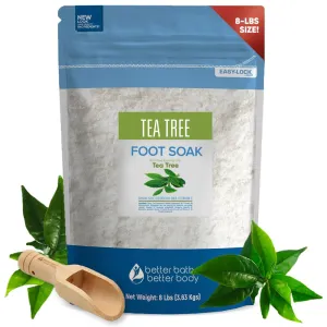 Tea Tree Foot Soak 128 Ounces (8 Lbs) Epsom Salt with Natural Scent Tea Tree and Lavender Pure Essential Oils Plus Vitamin C in BPA Free Pouch with Easy Press Lock Seal Made in USA