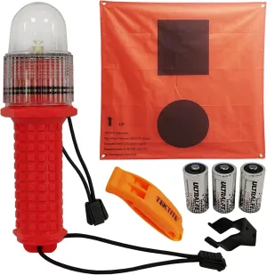 TEKTITE® SOSeFLARE 5 NO MORE FLARES! Electronic Boat Distress Flare w/Flag and Audible Signal Kit - USCG & SOLAS Compliant Marine Safety Signal - Waterproof LED & Audible Locator for Boats.