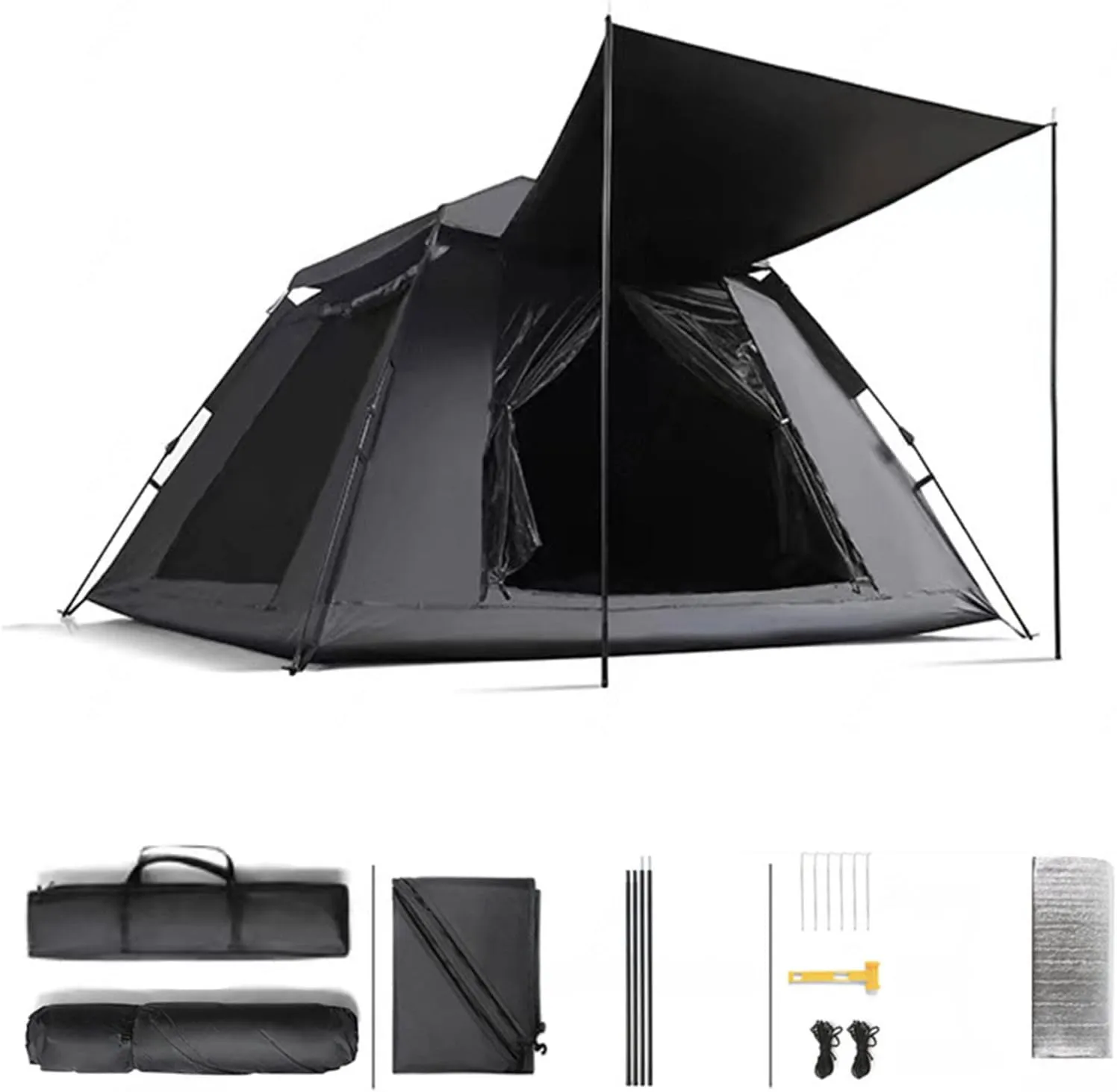Tent Bounce in Three Seconds,Sun Protection Blackout Tents for Camping Practical Sturdy Camping Tents Family Ideal for Camping in The Garden 4 People