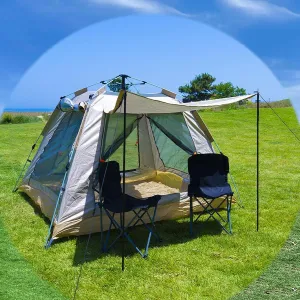 Tent, Camping Tent, Outdoor Picnic Tent, Super Easy to Set Up Tent, One-Touch, 3-4-5 Person Pop-Up Tent, UV Protection, Double Layer, Mesh Screen, Ins
