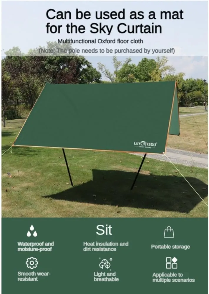 Tent Footprint Waterproof Camping Tarp Mat Picnic Blanket Ground Sheet for Backpacking Hiking Beach (Green,210 * 100cm)