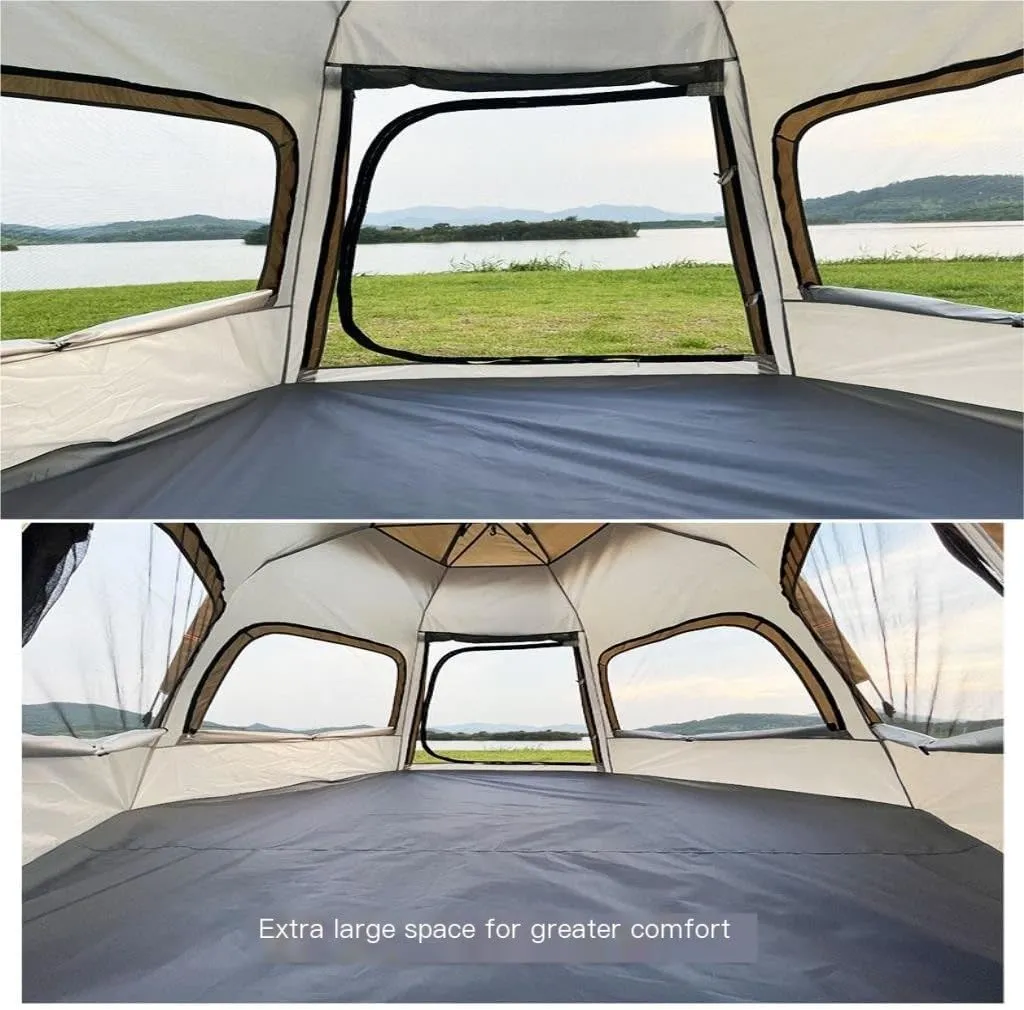 Tent Fully Automatic Quick-Open Camping Tent, Rain-Proof and Mosquito-Proof Hexagonal Tent with Four-Sided Mesh Tent Outdoor Tent