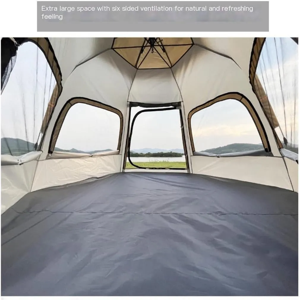 Tent Fully Automatic Quick-Open Camping Tent, Rain-Proof and Mosquito-Proof Hexagonal Tent with Four-Sided Mesh Tent Outdoor Tent