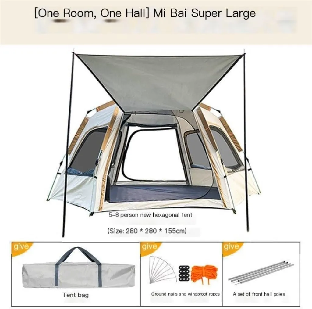Tent Fully Automatic Quick-Open Camping Tent, Rain-Proof and Mosquito-Proof Hexagonal Tent with Four-Sided Mesh Tent Outdoor Tent