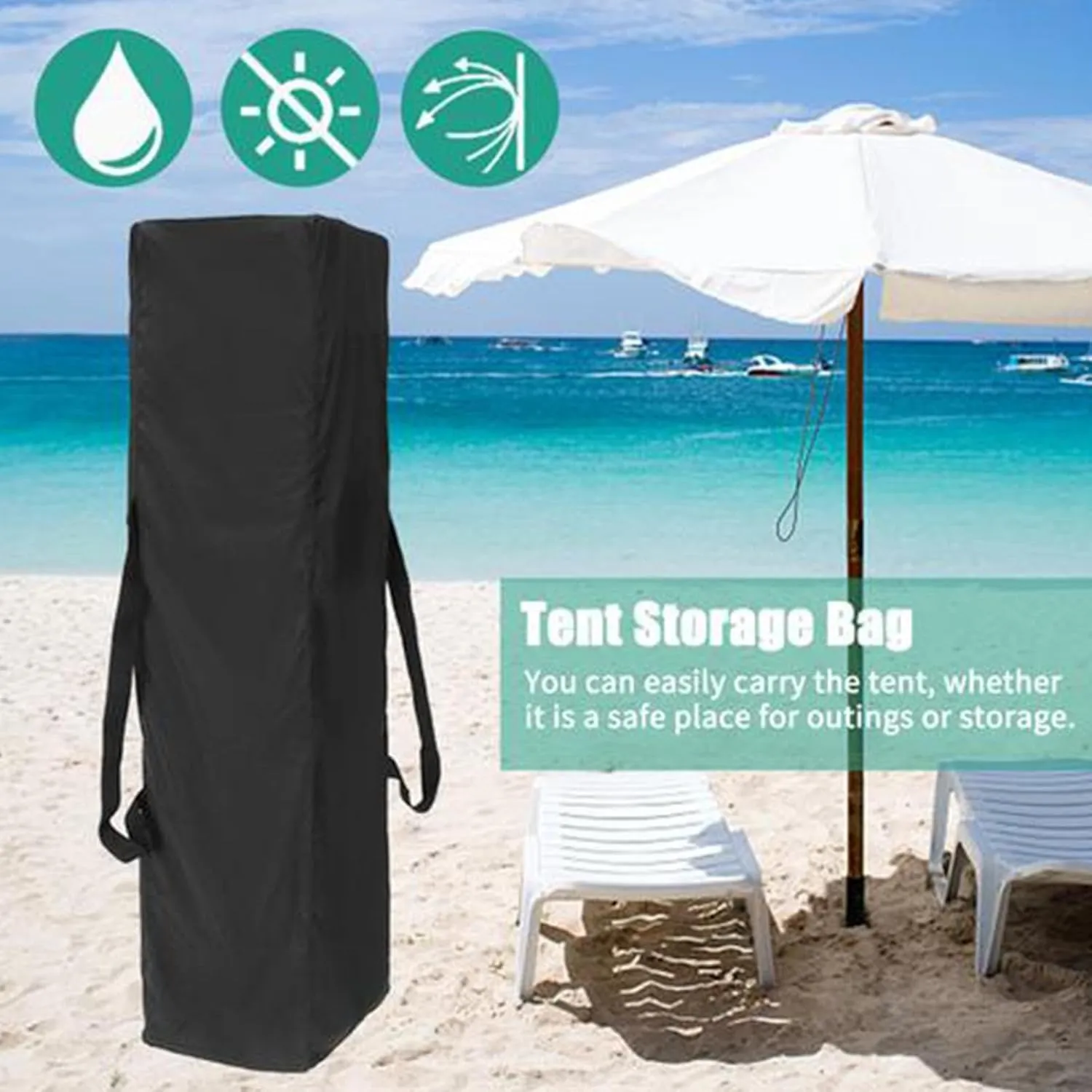 Tent Storage Bag - Waterproof Luggage Holder, Camping Tent Organizer | Portable Camping Equipment Bag, Oxford Cloth Zipper Duffel Bag with Hand Straps For Travel Sports Equipment, Tent Poles, Black