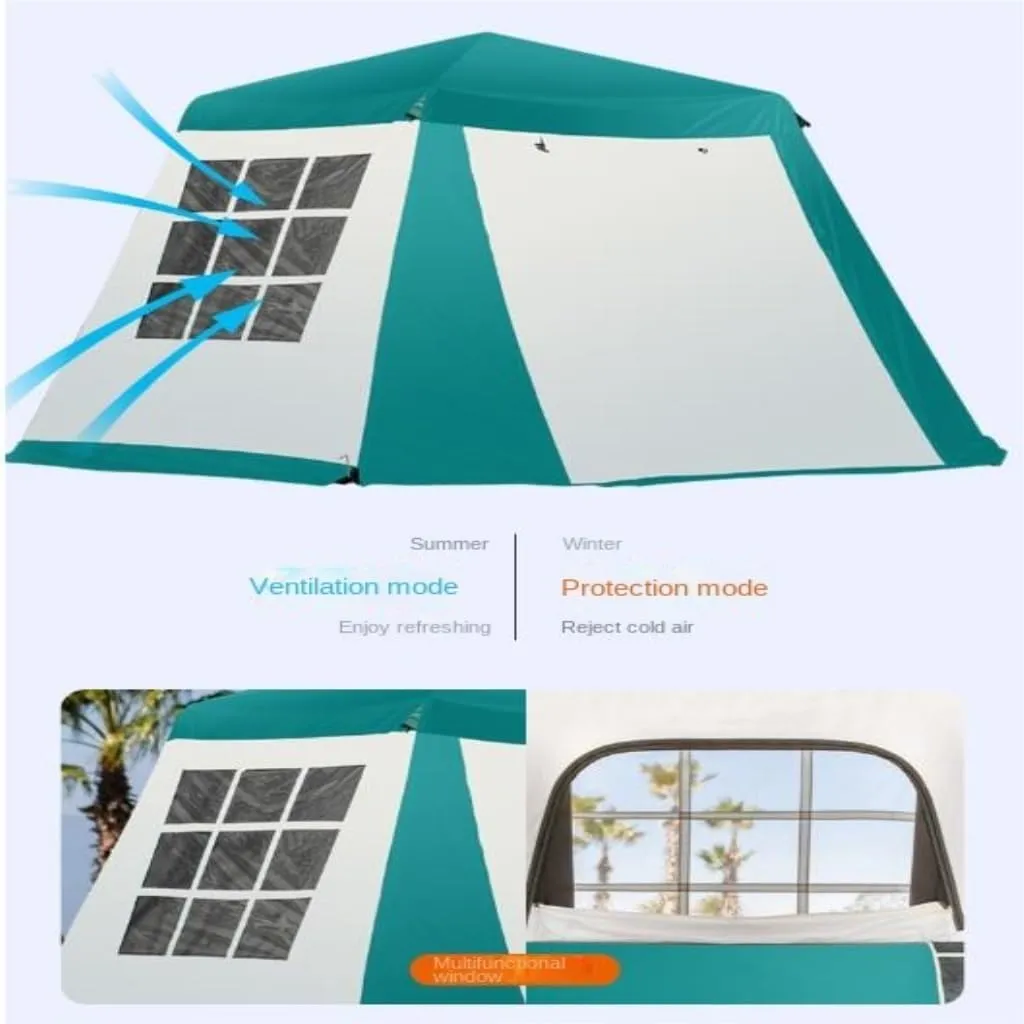 Tent Thickened Vinyl Automatic Aluminum Pole Thickened Double-Layer Rainproof Camping Tent for 3 to 4 People Outdoor Tent