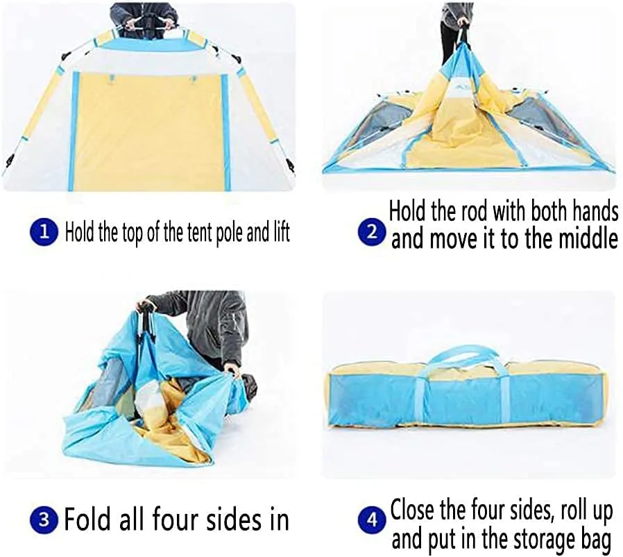 Tent,Camping Family Waterproof Pop Up Tent,Outdoor Traveling Easy Set Up 3-4 People Blue 79x55inch