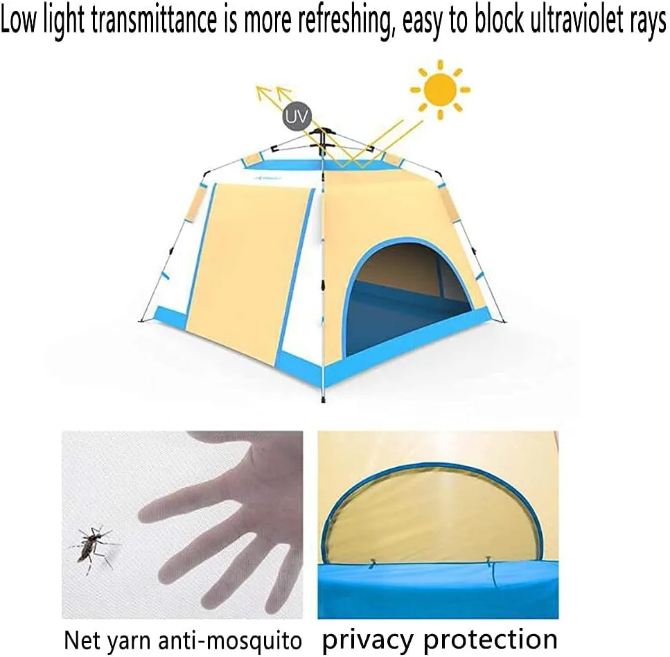 Tent,Camping Family Waterproof Pop Up Tent,Outdoor Traveling Easy Set Up 3-4 People Blue 79x55inch