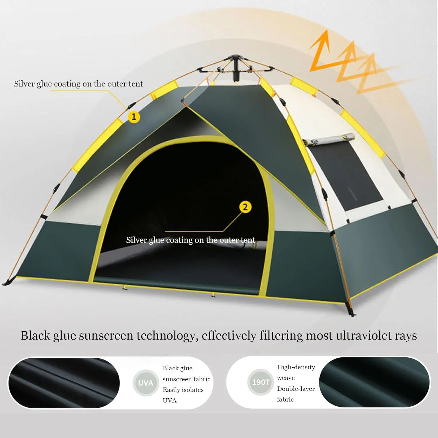 Tents for Camping 4 Person Portable Dome Tent, Waterproof, Windproof, UV-Resistant, Spacious, Lightweight Camping Tent with Carry Bag for Outdoor Camping, Hiking, Fishing