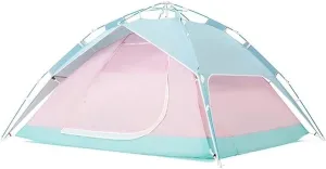 Tents for Camping Beach Tents Pressure Instant Open Camping Tent Silver Coated Fabric Tents Windproof Rainproof for Outdoor Hiking 4 Person Family Tents for Camping Hiking Traveling