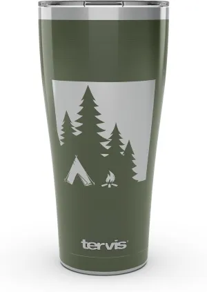 Tervis Campsite Triple Walled Insulated Tumbler Travel Cup Keeps Drinks Cold & Hot, 30oz Legacy, Stainless Steel