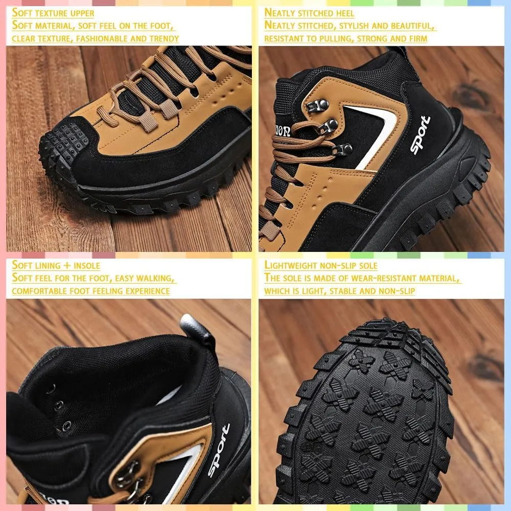 The First Young Shoes Men, Safety Work Orthopedic Hiking Boots, Men'S Outdoor Hiking Boots,Men'S Fashionable Casual Lace Up Walking Shoes
