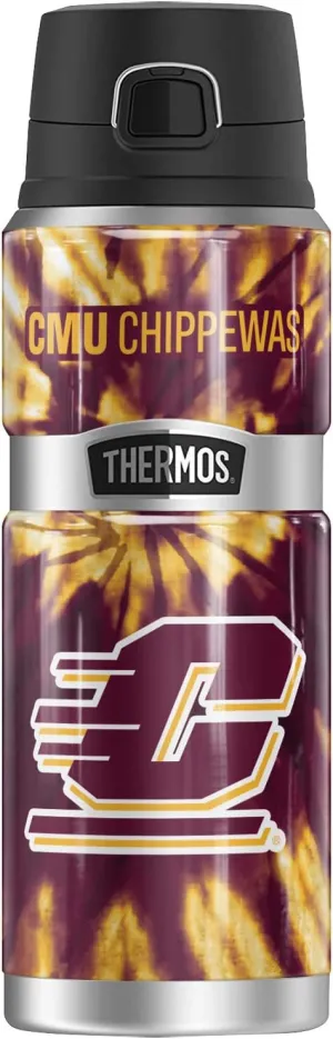THERMOS Central Michigan University OFFICIAL Tie-Dye STAINLESS KING Stainless Steel Drink Bottle, Vacuum insulated & Double Wall, 24oz