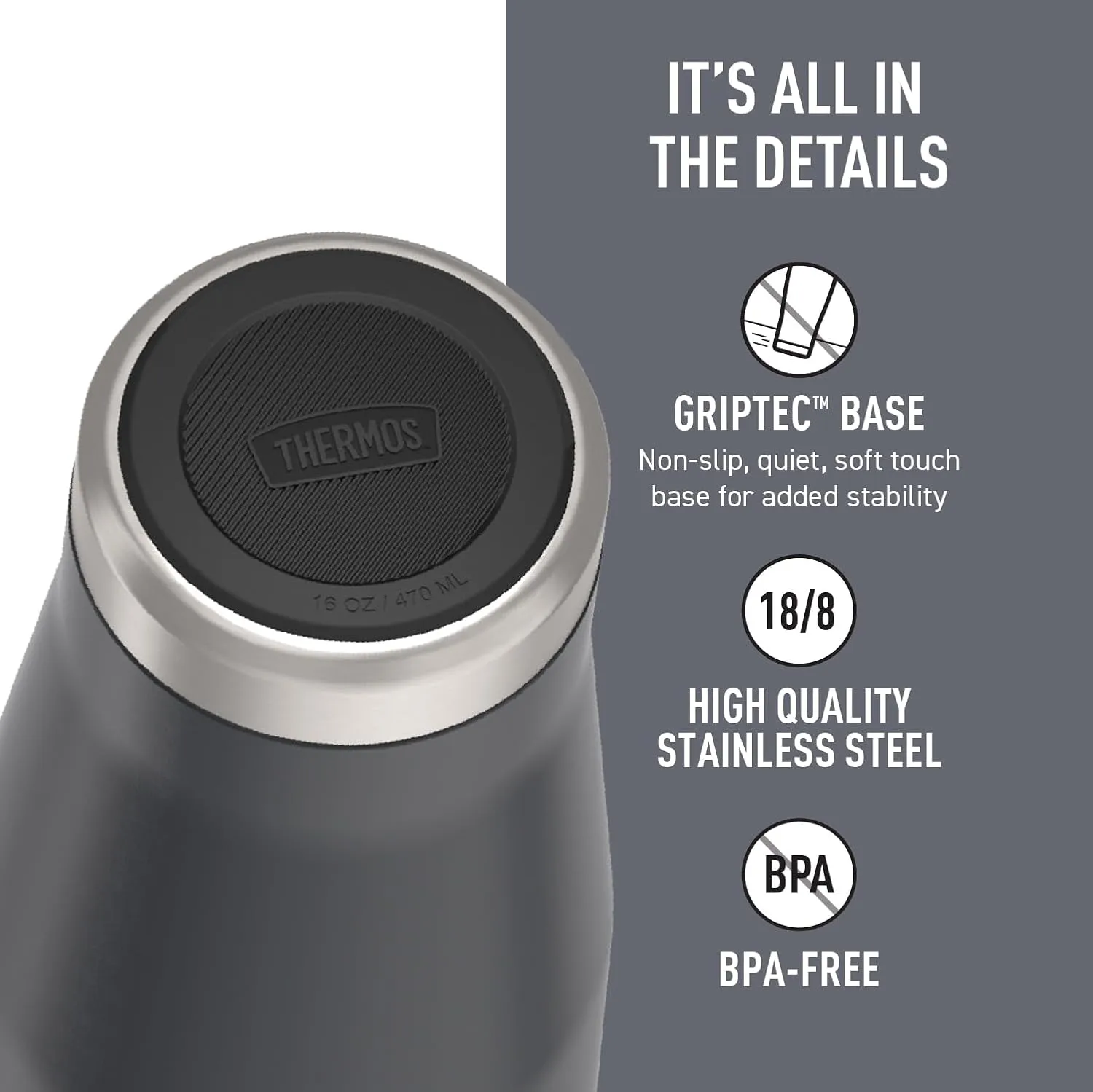 THERMOS ICON SERIES, Stainless Steel Tumbler, Granite, 16 oz