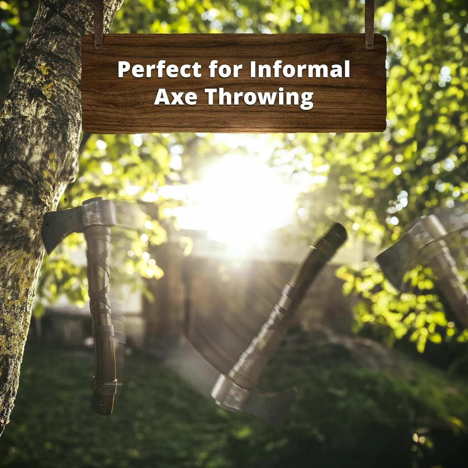 Throwing Axe Set (2) - Norse Tradesman 14" Viking Throwing Axe Set - Two Fully Sharpened Norse Hand-Axes - Carbon Steel Axe Heads with Premium Leather Cross-Stitch