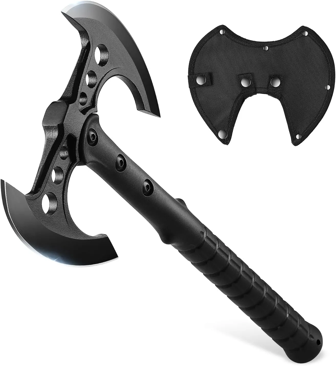 Throwing Axe Survival Camping Hatchet - 16.5" Double Headed Outdoor Axe with Sheath |440C Steel Tactical Camp Hatchet for Adults
