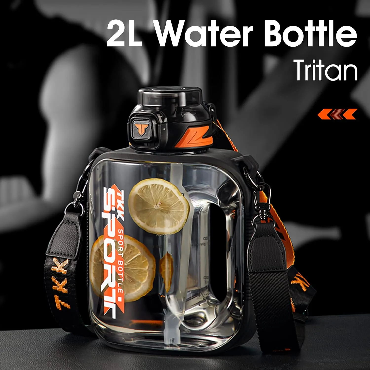 TKK Half Gallon Water Bottle Jug with Straw Large Capacity Plastic Water Bottle Dishwasher Safe 1/2 Gallon 64 Oz Water Bottle Jug BPA Free Tritan for Gym Yoga Travel Camping Outdoor White
