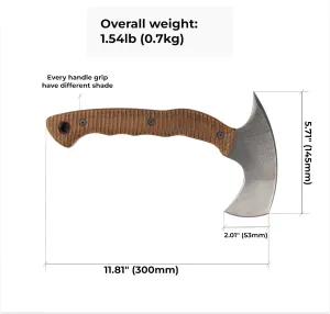 Tomahawk Axe - Handmade Tactical Tomahawk Hatchet - Full Tang Combat Axe for Military Camping and Outdoor Activities (Blade and Spike with Leather Sheath)