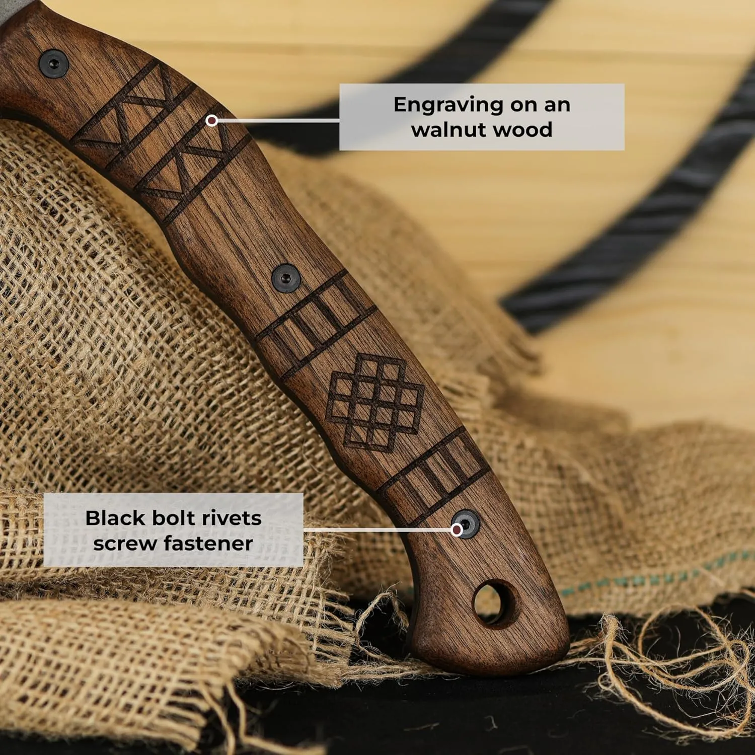 Tomahawk Axe - Handmade Tactical Tomahawk Hatchet - Full Tang Combat Axe for Military Camping and Outdoor Activities (Compact Three Spikes Walnut Handle Kydex Sheath)