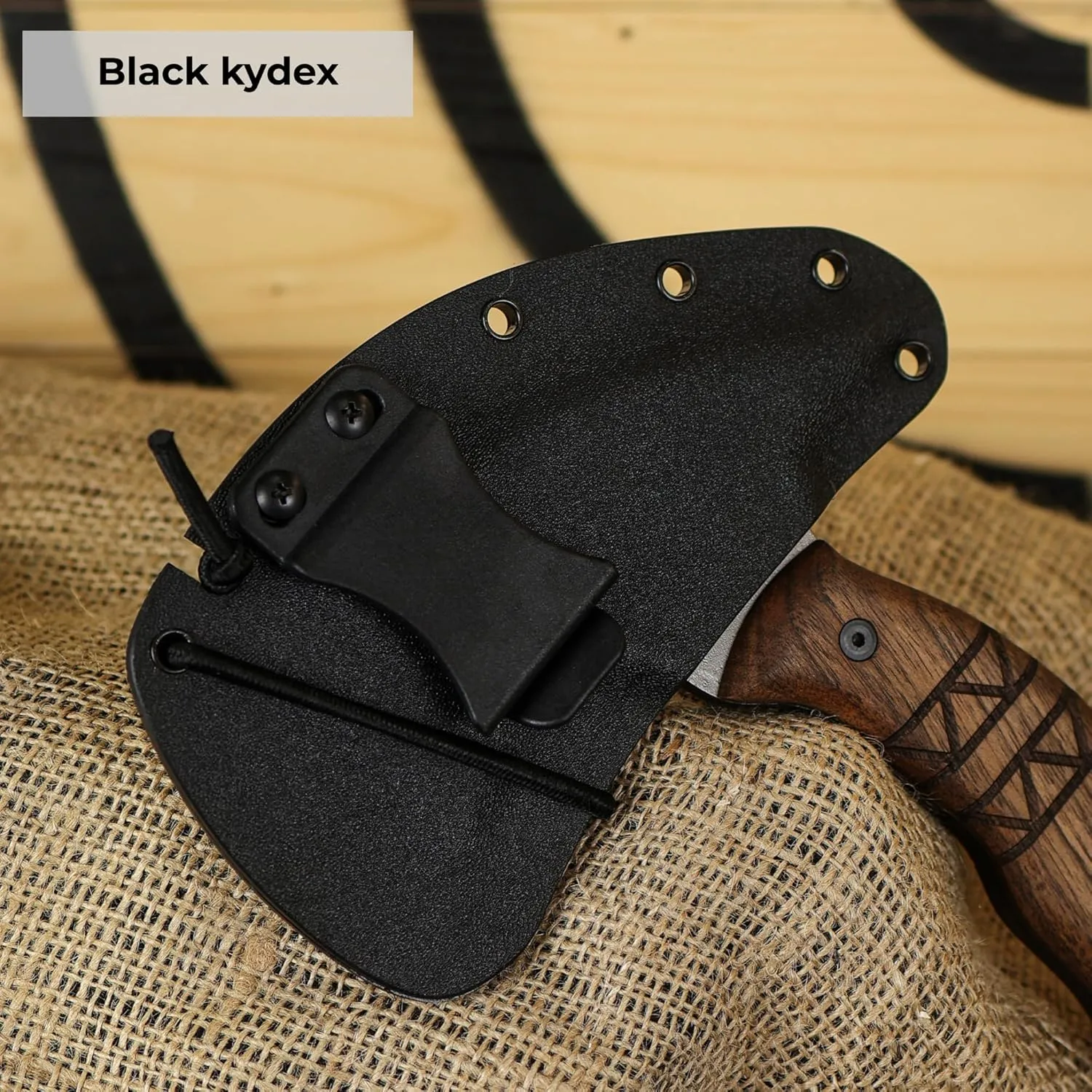 Tomahawk Axe - Handmade Tactical Tomahawk Hatchet - Full Tang Combat Axe for Military Camping and Outdoor Activities (Compact Three Spikes Walnut Handle Kydex Sheath)