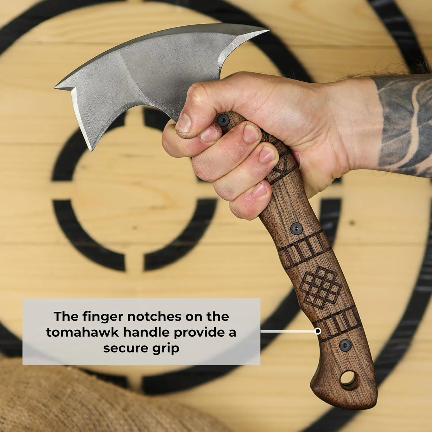 Tomahawk Axe - Handmade Tactical Tomahawk Hatchet - Full Tang Combat Axe for Military Camping and Outdoor Activities (Compact Three Spikes Walnut Handle Kydex Sheath)