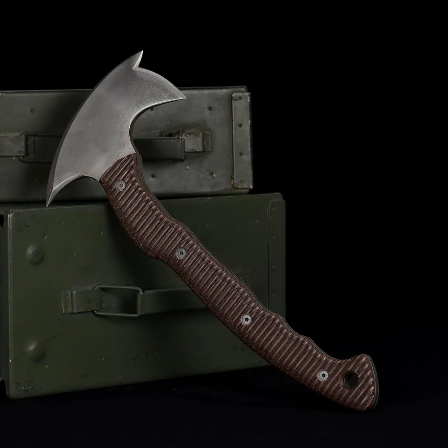Tomahawk Axe - Handmade Tactical Tomahawk Hatchet - Full Tang Combat Axe for Military Camping and Outdoor Activities (Three Spikes with Kydex Case)