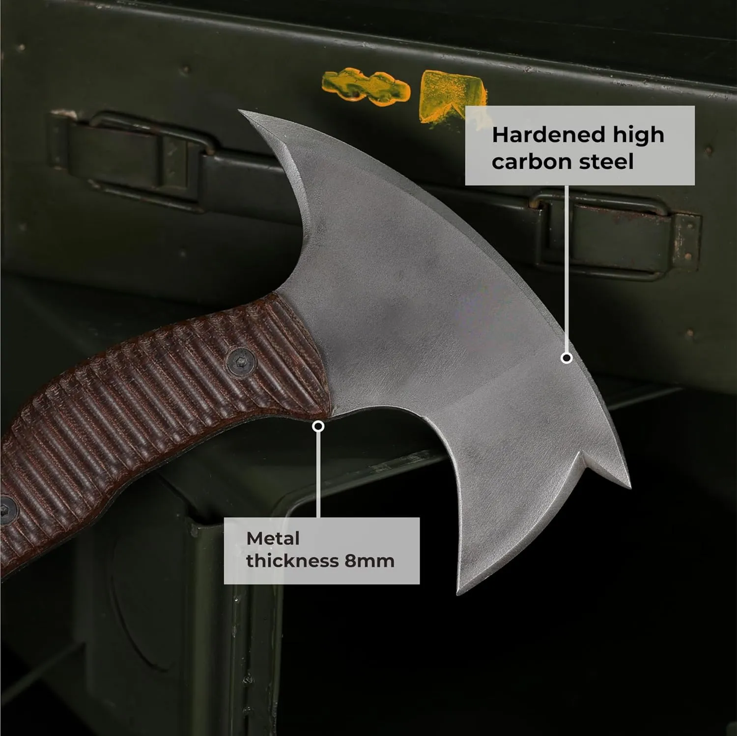 Tomahawk Axe - Handmade Tactical Tomahawk Hatchet - Full Tang Combat Axe for Military Camping and Outdoor Activities (Three Spikes with Kydex Case)