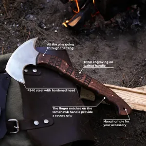 Tomahawk Axe - Handmade Tactical Tomahawk Hatchet - Full Tang Combat Axe for Military Camping and Outdoor Activities