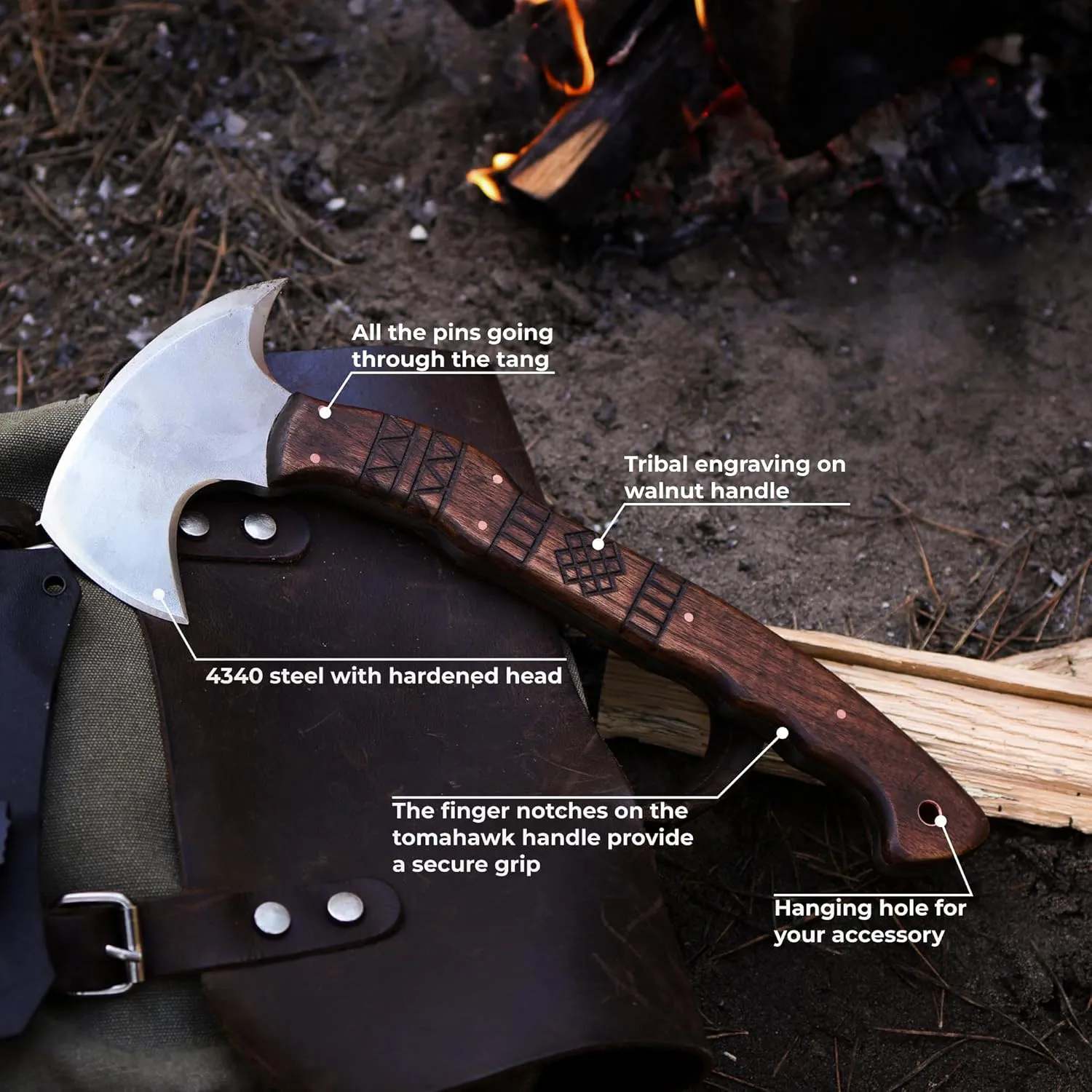 Tomahawk Axe - Handmade Tactical Tomahawk Hatchet - Full Tang Combat Axe for Military Camping and Outdoor Activities