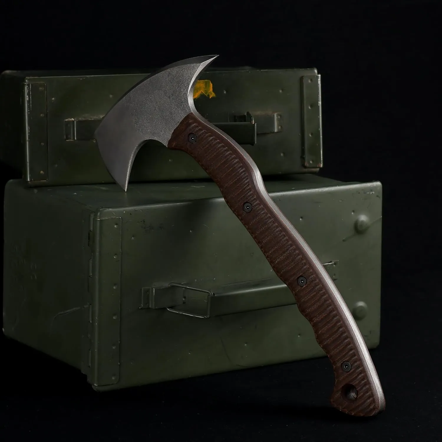 Tomahawk Axe - Tactical Tomahawk - Handmade Combat Axe Hatchet (13.77" Camping Axe with Composite Handle and Leather Sheath)