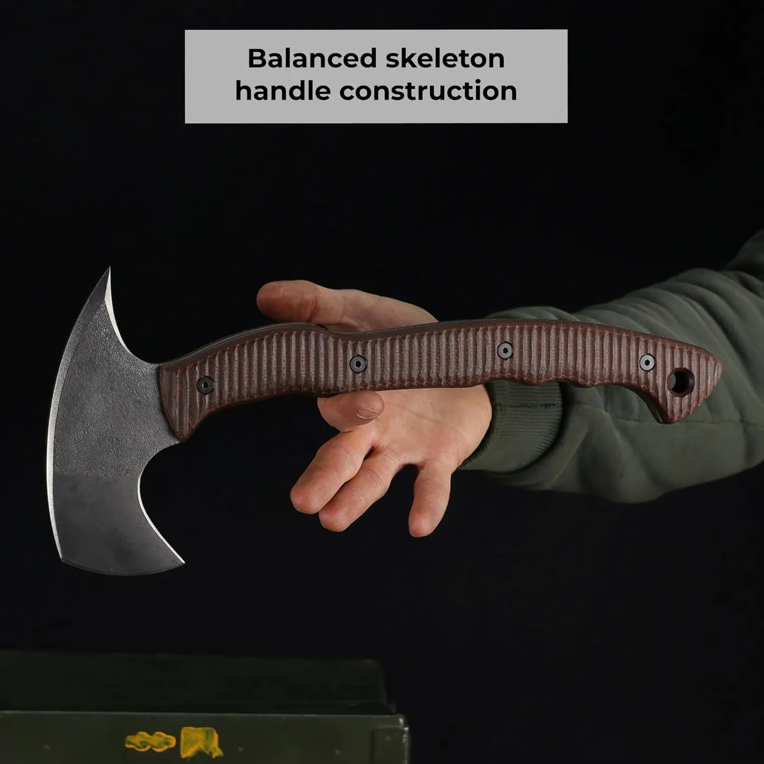 Tomahawk Axe - Tactical Tomahawk - Handmade Combat Axe Hatchet (13.77" Camping Axe with Composite Handle and Leather Sheath)