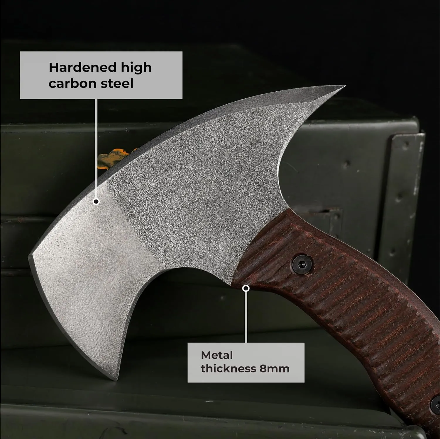 Tomahawk Axe - Tactical Tomahawk - Handmade Combat Axe Hatchet (13.77" Camping Axe with Composite Handle and Leather Sheath)