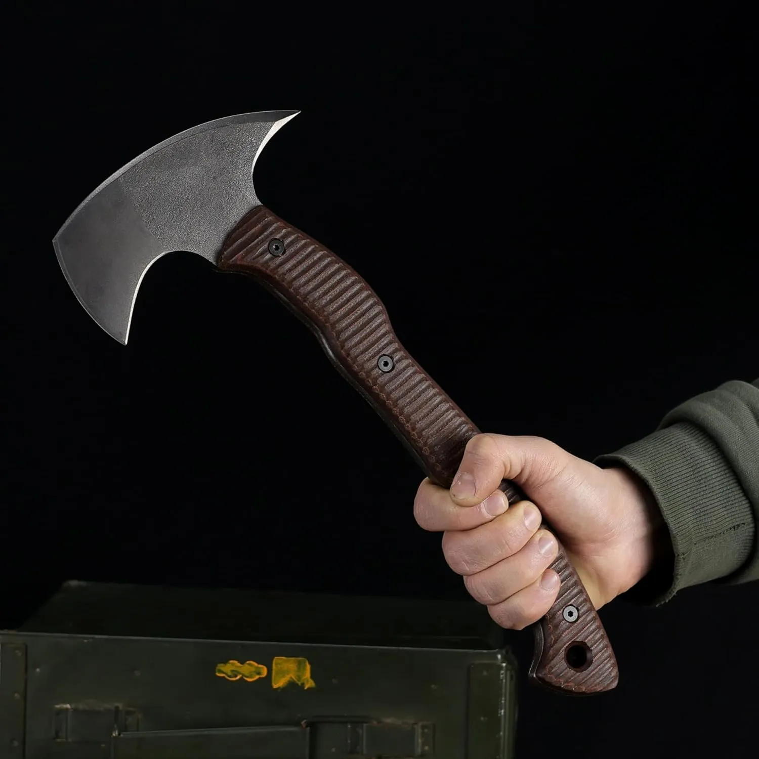 Tomahawk Axe - Tactical Tomahawk - Handmade Combat Axe Hatchet (13.77" Camping Axe with Composite Handle and Leather Sheath)