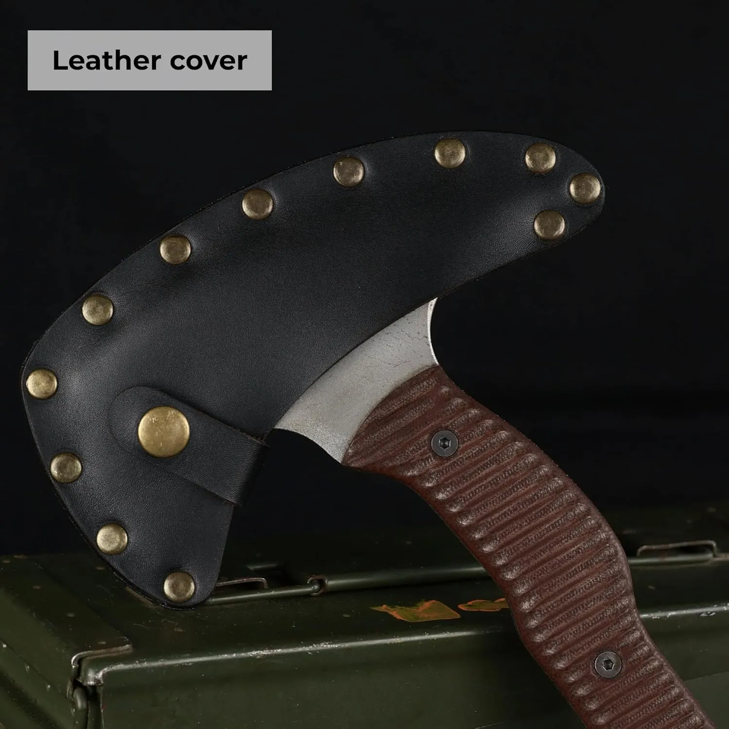 Tomahawk Axe - Tactical Tomahawk - Handmade Combat Axe Hatchet (13.77" Camping Axe with Composite Handle and Leather Sheath)