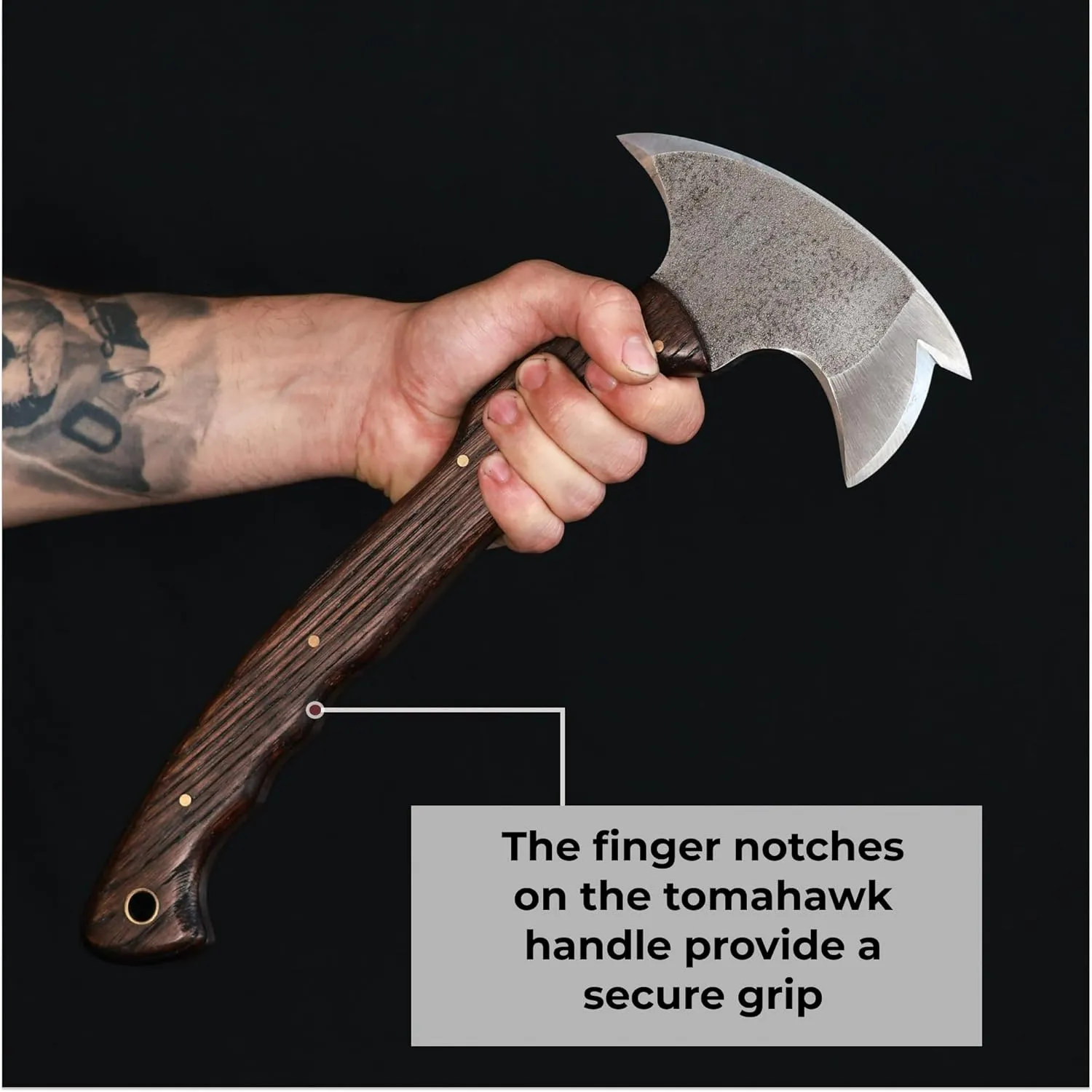 Tomahawk Axe - Tactical Tomahawk - Handmade Combat Axe Hatchet (3 Spikes Tomahawk with Wooden Handle and Leather Sheath)