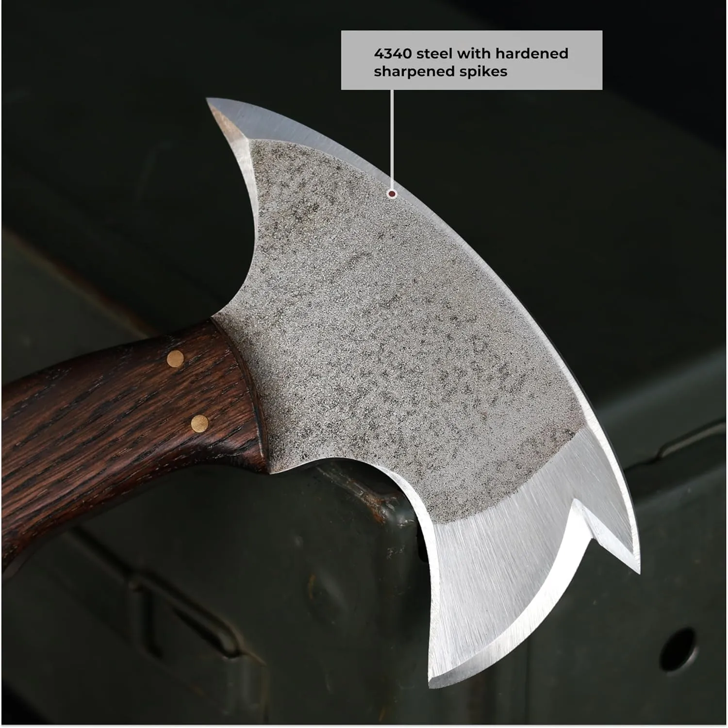 Tomahawk Axe - Tactical Tomahawk - Handmade Combat Axe Hatchet (3 Spikes Tomahawk with Wooden Handle and Leather Sheath)